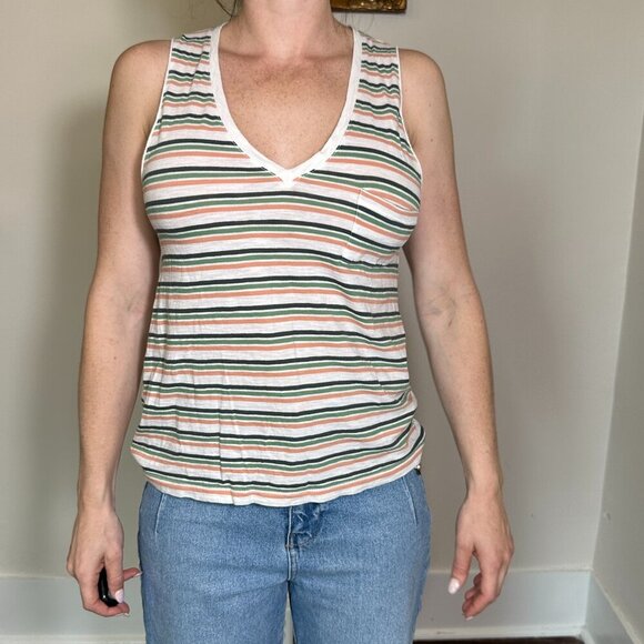 Madewell 100% Cotton Striped Sleeveless Top Size Small - Picture 1 of 8